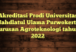 Akreditasi Prodi Universitas Nahdlatul Ulama Purwokerto jurusan Agroteknologi tahun 2022